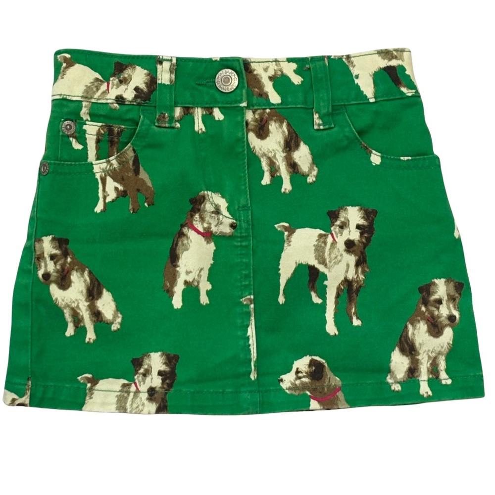 Mini Boden Beautiful Green Dog Print Skirt